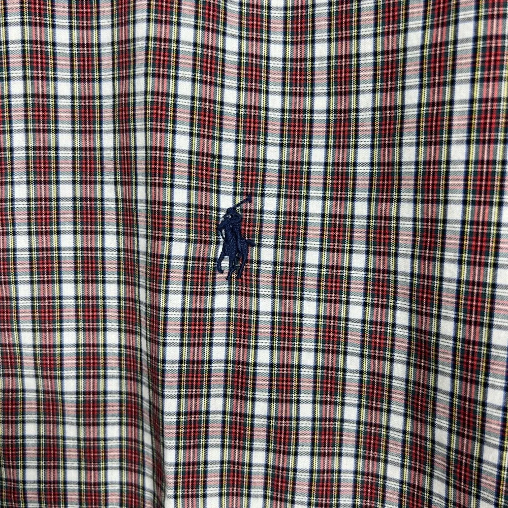 Ralph Lauren Yarmouth Mens 15.5 32/33 Tartan Plaid Button‎ Down Shirt Red Cotton